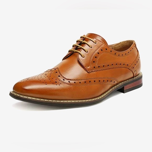 Bruno Marc Other - BRUNO MARKS Men's Cognac Leather Brogue Derby Shoes